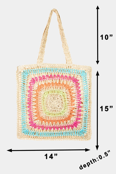 Swells Rainbow Crochet Knit Tote Bag