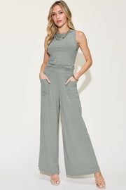 Stella Ribbed Tank and Wide Leg Pants Set